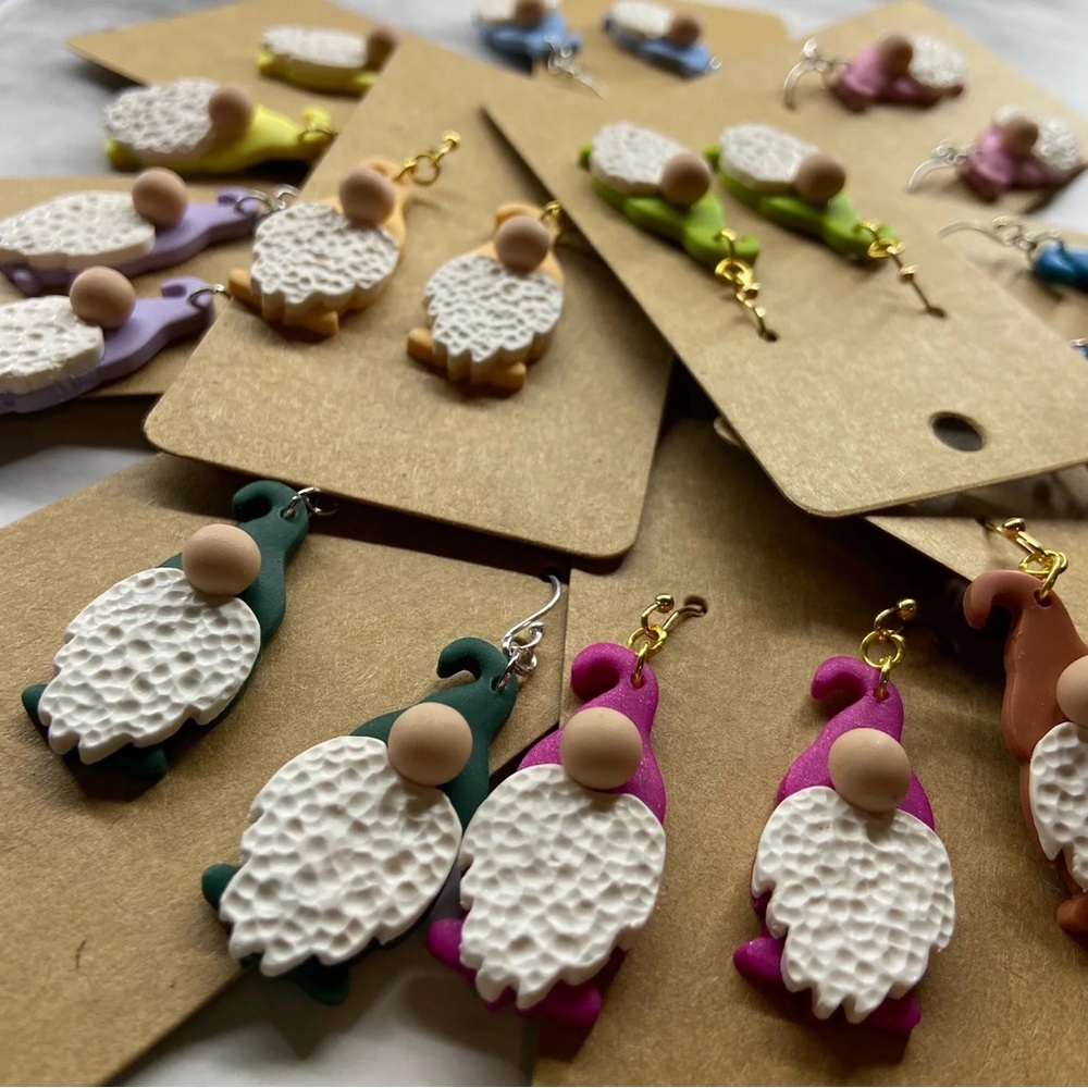 Handmade Cottagecore Earrings - Lemon Yellow Gnomes🍋 - Picture 6 of 6